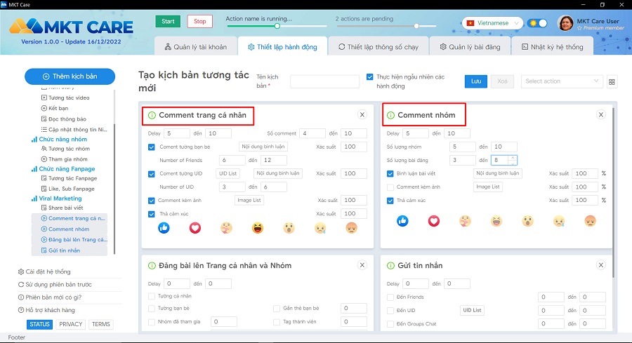 Phần mềm comment facebook MKT Care