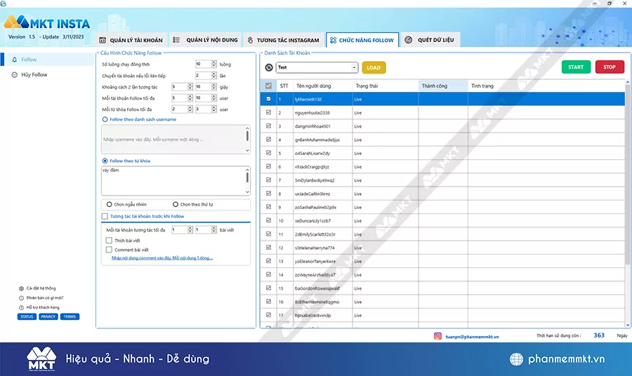 Phần mềm MKT Insta